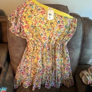 Peach Love floral one shoulder dress